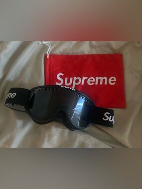 Supreme Black Goggles with Red Branded Pouch
